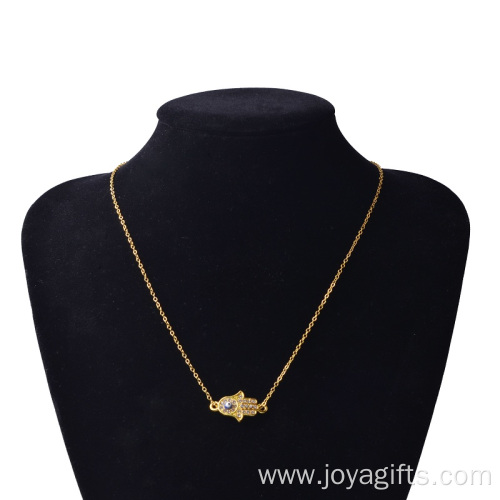 Gold Hand of Fatima Alloy Pendant Necklace